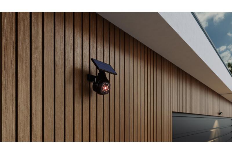 Sonnenflutlicht mit Bewegungs- und Dämmerungssensor GUARDOS, LED, 300lm, 6400K, 1200mAh, IP65, Dummy-Kamera