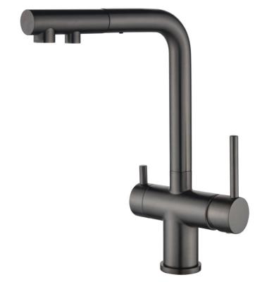 Ausmann Ellington 3-Wege-Küchenarmatur mit ausziehbarem Auslauf und gefiltertem Wasser – Gun Metal – 1208970499