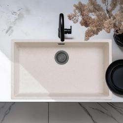 Zand Weiß Große Spüle 70x40 cm Unterbau, Aufsatz und Flachmontage mit Gun Metal Stopfen 1208970524.