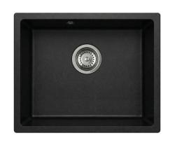 Graniteland Solo Granit Schwarzes Unterbauspülbecken 42x34 cm mit Edelstahlstopfen 1208970611