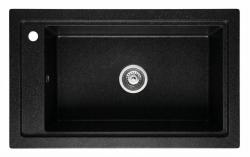 Graniteland Magra Granit schwarz Arduin Hartstein Aufbauspüle 686x427 mm mit Kranlochbank und Edelstahl-Stecker 1208970615