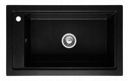 Graniteland Magra Granit Schwarz Aufbauspüle 686 x 427 mm mit Armaturenbank und Edelstahlstopfen 1208970616