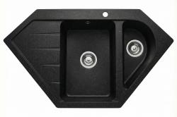 Graniteland Amiata Granit schwarz Blaustein-Optik Eckwaschbecken Aufsatz 955 x 489 mm mit Edelstahlstopfen 1208970620