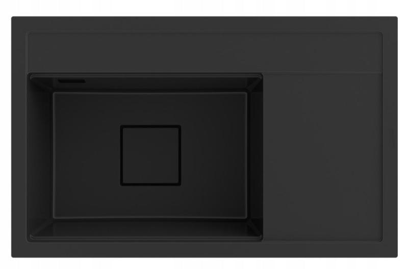 Graniteland Seta Granit Schwarzes Aufbauwaschbecken 80x50 cm 1208970624