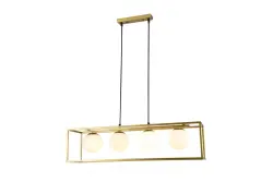 OUTLET Rahmen Beschädigt Dekor Avelin Hängelampe mit goldenem rechteckigem Rahmen Breite 80 cm 2287