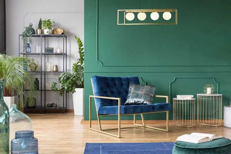 OUTLET Rahmen Beschädigt Dekor Avelin Hängelampe mit goldenem rechteckigem Rahmen Breite 80 cm 2287