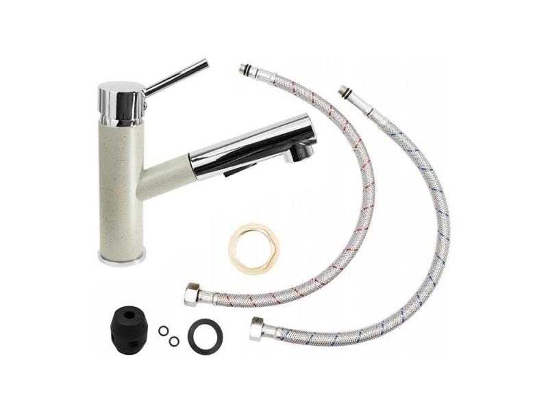 Graniteland Ceres Küchenmischbatterie Beige Sand mit Ausziehbarer Auslauf und Doppelfunktions-Handbrause 1208970708