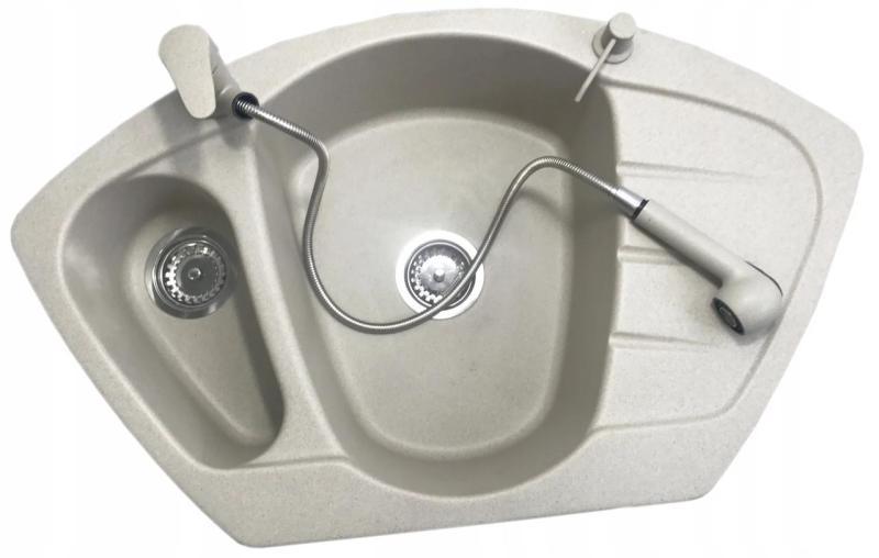 Graniteland Rhea Küchenmischbatterie Beige Sand mit ausziehbarem Auslauf und Doppelfunktions-Handbrause 1208970713