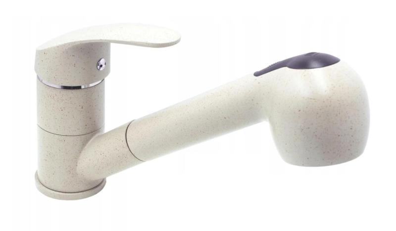 Graniteland Rhea Küchenmischbatterie Beige Sand mit ausziehbarem Auslauf und Doppelfunktions-Handbrause 1208970713