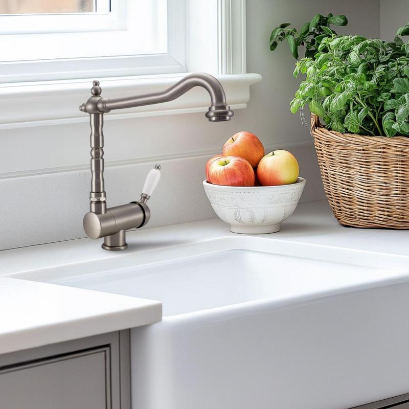 Ausmann Ceramic Mira Keramik Weißes Spülbecken - Unterbau und Zwischenbau 590 x 458 mm mit Edelstahlstopfen 1208970733