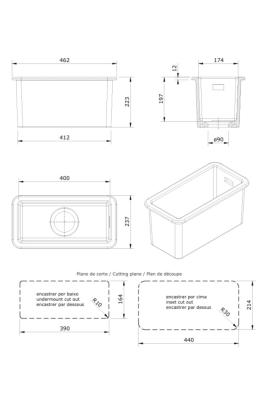 Ausmann Ceramic Ember Keramisches Weißes Halbbecken Aufsatz- und Unterbau 174 x 400 mm mit Edelstahlstopfen 1208970734