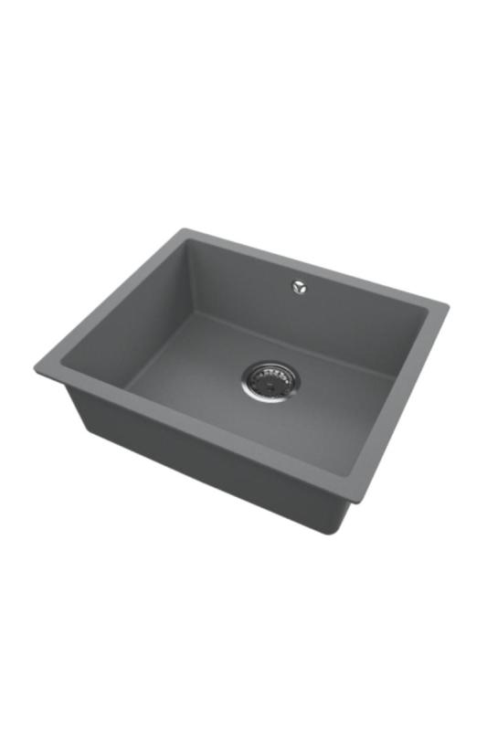 GraniteMy Universal Granit Grau, dunkel Spülbecken 50x40 cm Aufbau, Unterbau und Flächenbündiger Einbau mit Edelstahl-Stecker 1208970744