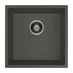 GraniteMy Universal Granit Grau, dunkel Spüle 40x40 cm Aufbau, Unterbau und Flächenbündiger Einbau mit Gun Metal Plug 1208970746