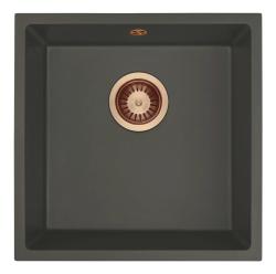 GraniteMy Universal Granit Grau, dunkel Spülbecken 40x40 cm Aufbau, Unterbau und Flächenbündiger Einbau mit Kupfer-Plug 1208970749