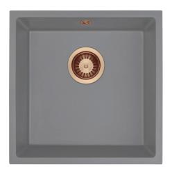 GraniteMy Universal Granit Grau Spülbecken 40x40 cm Aufbau, Unterbau und Flächenbündiger Einbau mit Kupferstopfen 1208970753