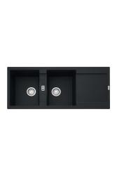 Franke Maris MRG 621 Fragranite Matt Schwarz Doppel Spüle 116 x 50 cm Aufbau mit Abtropfteil 114.0628.970