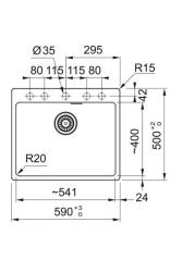 Franke Maris MRG 610-50 TL Fragranit Matt Schwarz Spüle Aufbau mit Hahnlochbank 114.0668.630
