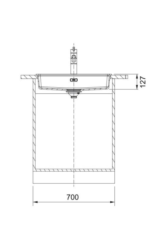 Franke Maris MRG 610-60 Care Fragranite Stein grau flache behindertengerechte Spüle 635 x 559 mm Aufbau mit Kranlochbank 114.0729.486