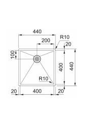 Franke Bolero Plus New R10 B2X 210-40-40 Edelstahl Spülbecken Flächenbündige Unterbau und Aufbau 40x40 cm 127.0728.976
