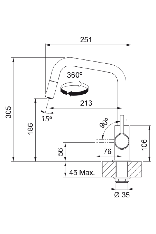 Franke Lina U Küchenarmatur Chrom Ausziehbarer Auslauf 115.0728.476
