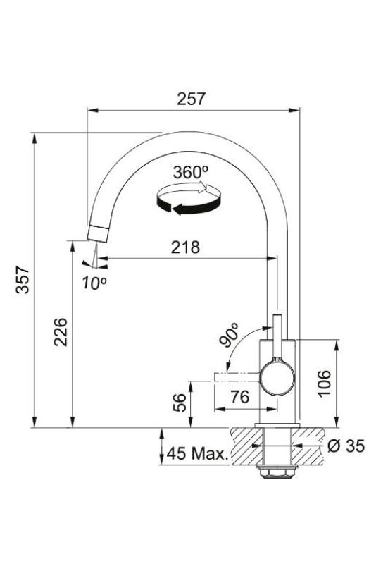 Franke Lina XL Küchenmischbatterie Chrom mit schwenkbarem Auslauf 115.0693.228