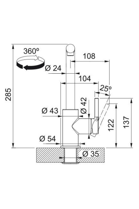 Franke Lina L Küchenarmatur Schwarz mit Ausziehbarer Auslauf 115.0712.435