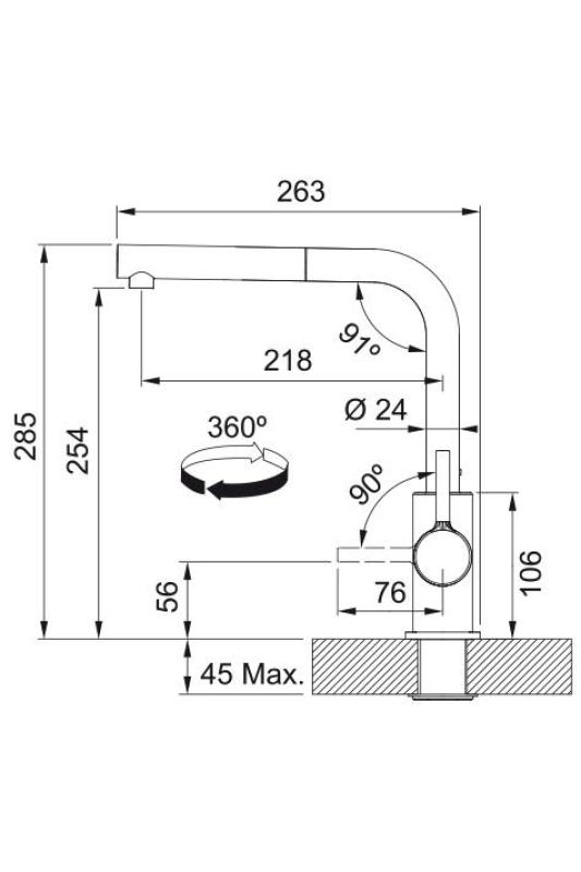 Franke Lina L Küchenarmatur Onyx mit Ausziehbarem Auslauf 115.0728.484