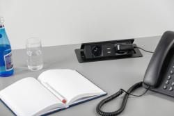 Schreibtisch-Verlängerungskabel SOFT 2x Steckdose mit Erdung, USB 2.1A, Netzkabel mit Stecker, schwarz