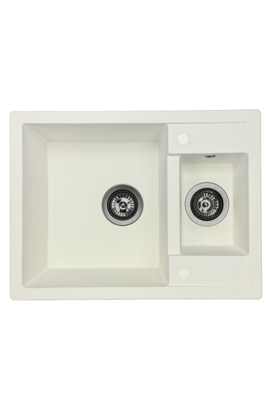 GraniteMy Smart extra flache 1,5 Granit-Aufbau weißes Spülbecken 58x44cm mit Gun-Metal-Stecker1208971225