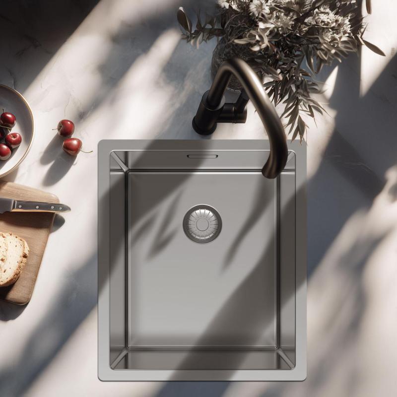 Pure.Sink Exclusivo Edelstahlspüle 34x40 cm 10mm Radius Unterbau, Flächenbündiger Einbau und Aufbau PEX3440-02