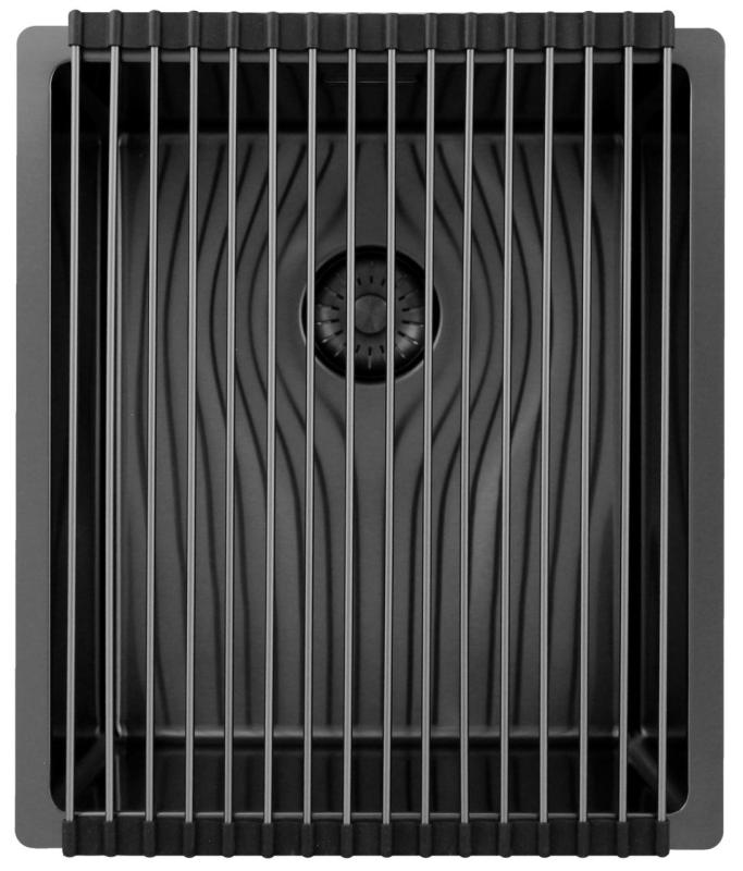 Pure.Sink Exclusivo Gun Metal Spüle 34x40 cm 10mm Radius Unterbau, Flächenbündig und Aufbau PEX3440-61