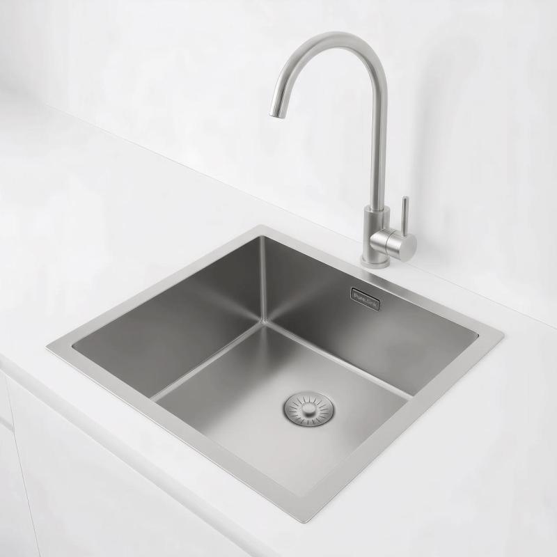 Pure.Sink Exclusivo Edelstahl Spüle 40x40 cm 10mm Radius Unterbau, Flächenbündig und Aufbau PEX4040-02