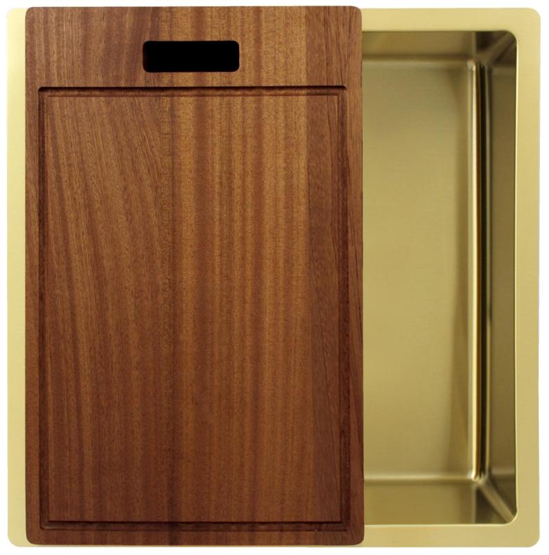 Pure.Sink Exclusivo Goldene Spüle 40x40 cm 10mm Radius Unterbau, Flächenbündig und Aufbau PEX4040-60