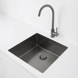 Pure.Sink Exclusivo Gun Metal Spüle 40x40 cm 10mm Radius Unterbau, Flächenbündige und Aufbau PEX4040-61
