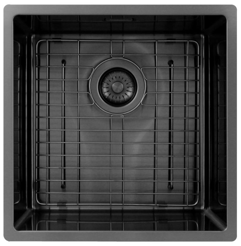 Pure.Sink Exclusivo Gun Metal Spüle 40x40 cm 10mm Radius Unterbau, Flächenbündige und Aufbau PEX4040-61