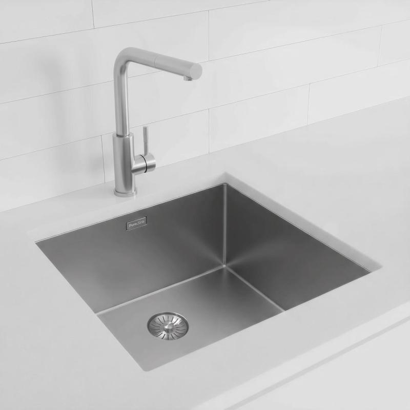 Pure.Sink Exclusivo Edelstahlspüle 45x40 cm 10mm Radius Unterbau, Flächenbündiger Einbau und Aufbau PEX4540-02
