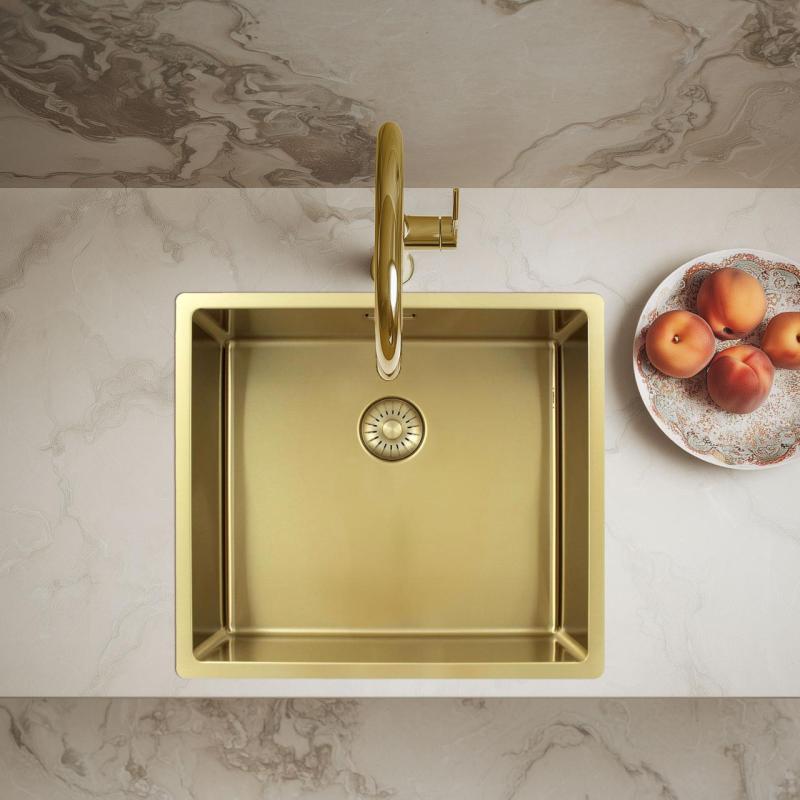 Pure.Sink Exclusivo Goldene Spüle 45x40 cm 10mm Radius Unterbau, Flachbau und Aufbau PEX4540-60