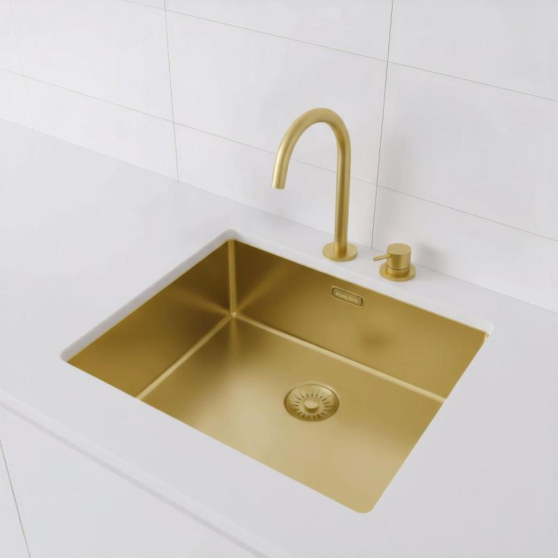 Pure.Sink Exclusivo Goldene Spüle 50x40 cm 10mm Radius Unterbau, Flächenbündig und Aufbau PEX5040-60