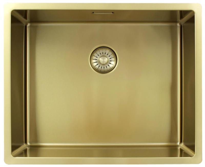 Pure.Sink Exclusivo Goldene Spüle 50x40 cm 10mm Radius Unterbau, Flächenbündig und Aufbau PEX5040-60