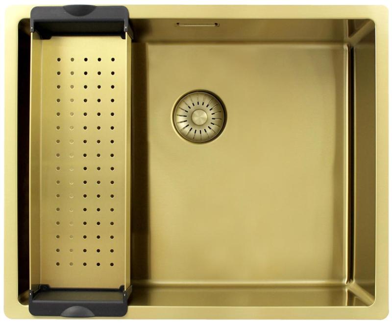 Pure.Sink Exclusivo Goldene Spüle 50x40 cm 10mm Radius Unterbau, Flächenbündig und Aufbau PEX5040-60