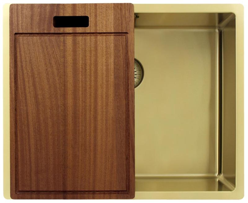 Pure.Sink Exclusivo Goldene Spüle 50x40 cm 10mm Radius Unterbau, Flächenbündig und Aufbau PEX5040-60