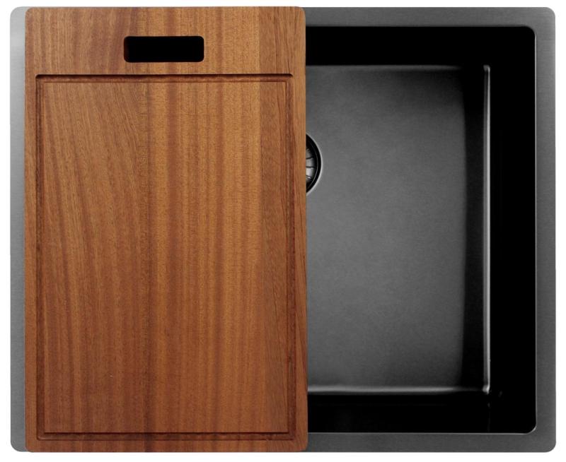 Pure.Sink Exclusivo Gun Metal Spüle 50x40 cm 10mm Radius Unterbau, Flächenbündiger Einbau und Aufbau PEX5040-61