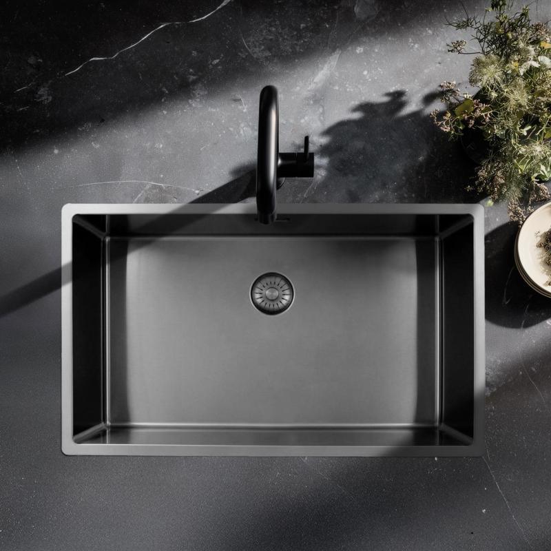 Pure.Sink Exclusivo großer Edelstahlspüle 70x40 cm 10mm Radius Unterbau, Flacheneinbau und Aufbau PEX7040-02