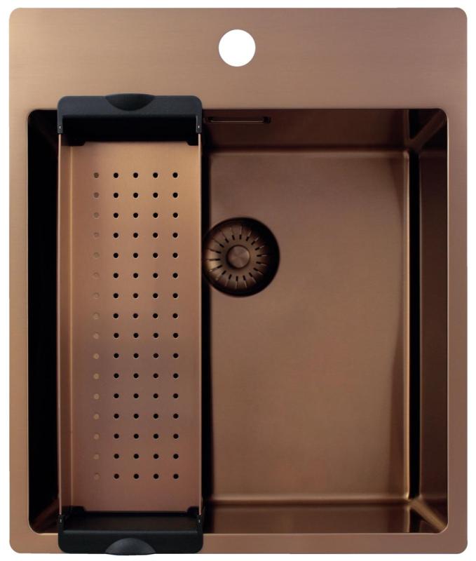 Pure.Sink Exclusivo Kupferspüle 44x52 cm Tapwing mit Lochbank 10mm Radius PEX4040T-62