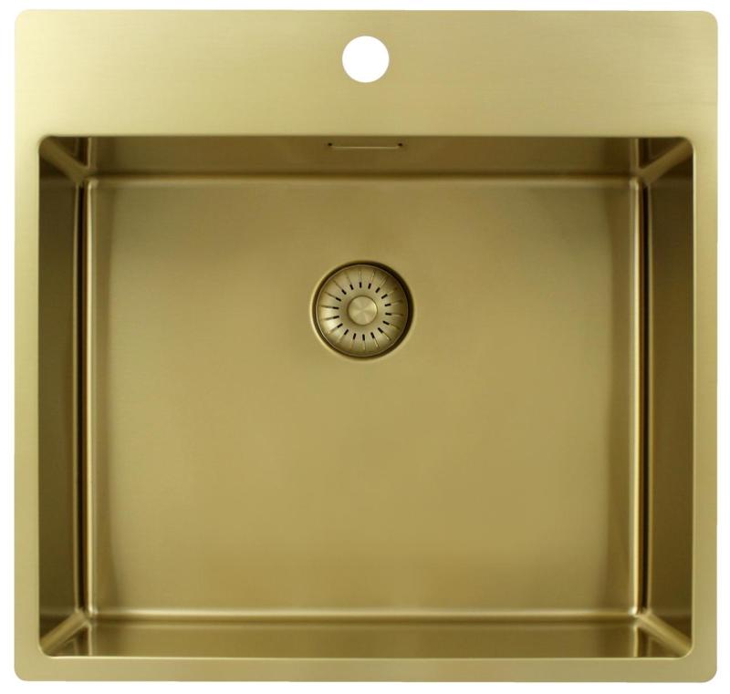 Pure.Sink Exclusivo Goldene Spülbecken 54x52 cm Tapwing mit Kranlochbank 10mm Radius PEX5040T-60