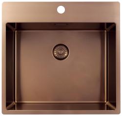 Pure.Sink Exclusivo Kupfer Spüle 54x52 cm Tapwing mit Armaturenbank 10mm Radius PEX5040T-62