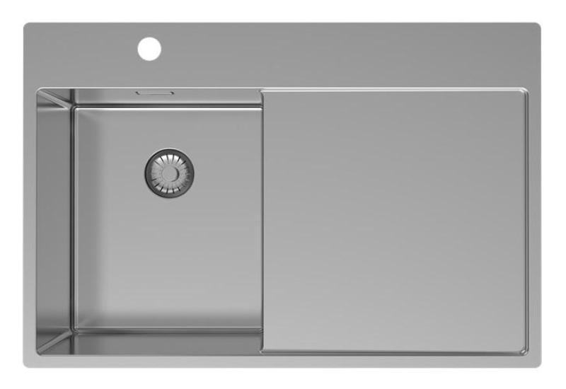 Pure.Sink Exclusivo RVS kleines Spülbecken mit Abtropffläche 78x52 cm Tapwing links PEX3478LT-02