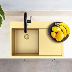 Pure.Sink Exclusivo Goldene Spüle mit Abtropffläche 78x52 cm Tapwing rechts PEX4078RT-60