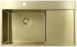 Pure.Sink Exclusivo Goldene Spüle mit Abtropffläche 86x52 cm Tapwing links PEX5086LT-60
