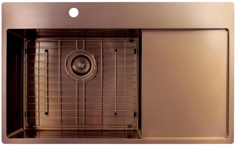 Pure.Sink Exclusivo Kupfer Spülbecken mit Abtropffläche 86x52 cm Tapwing links PEX5086LT-62